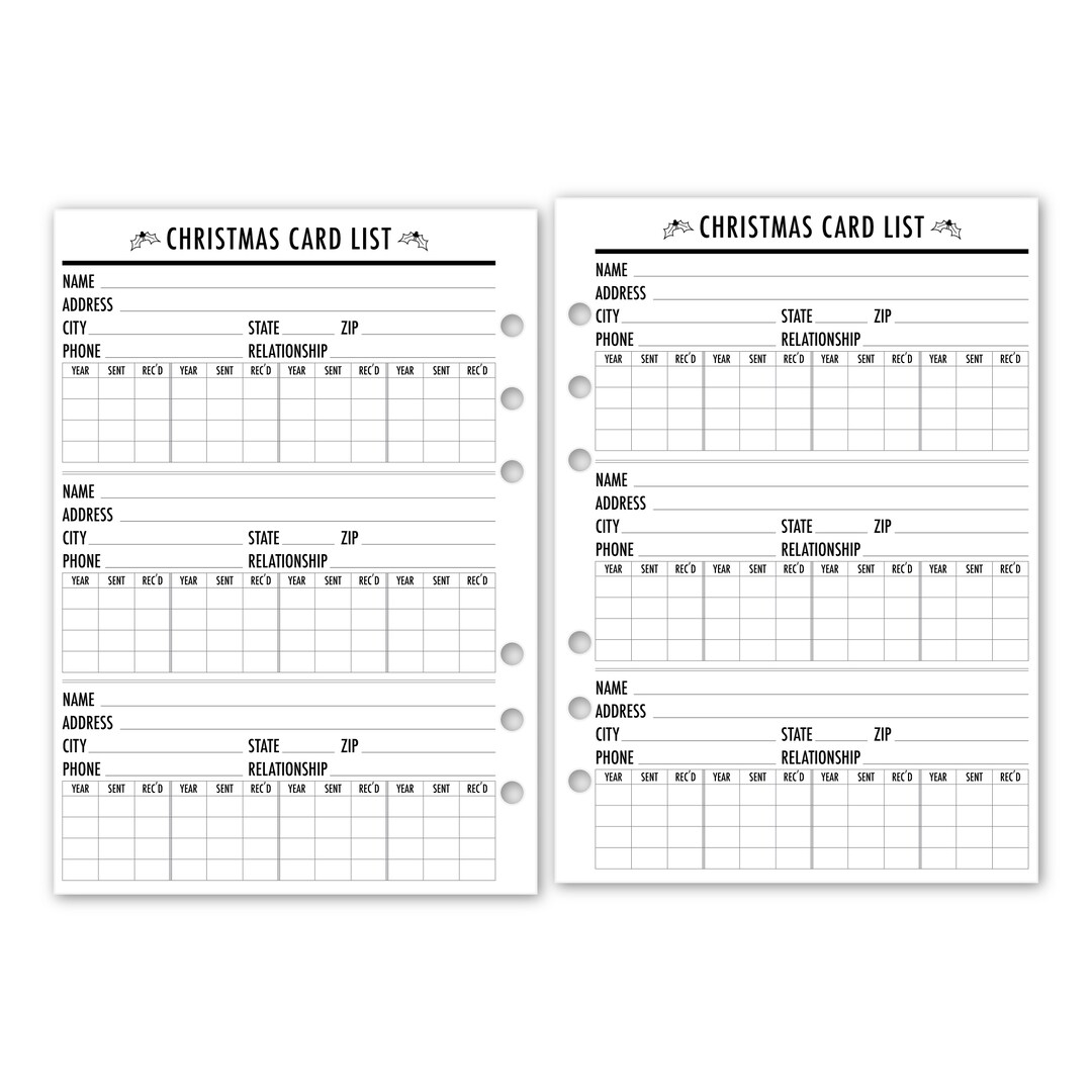 A5 Christmas Card List Planner Refill, 5.83 x 8.27 inches, Ring Binder Insert Pages, Never Forget a Holiday Card | MakerPlace by Michaels A5 Christmas Card List Planner Refill, 5.83 x 8.27 inches, Ring Binder Insert Pages, Never Forget a Holiday Card | MakerPlace by Michaels